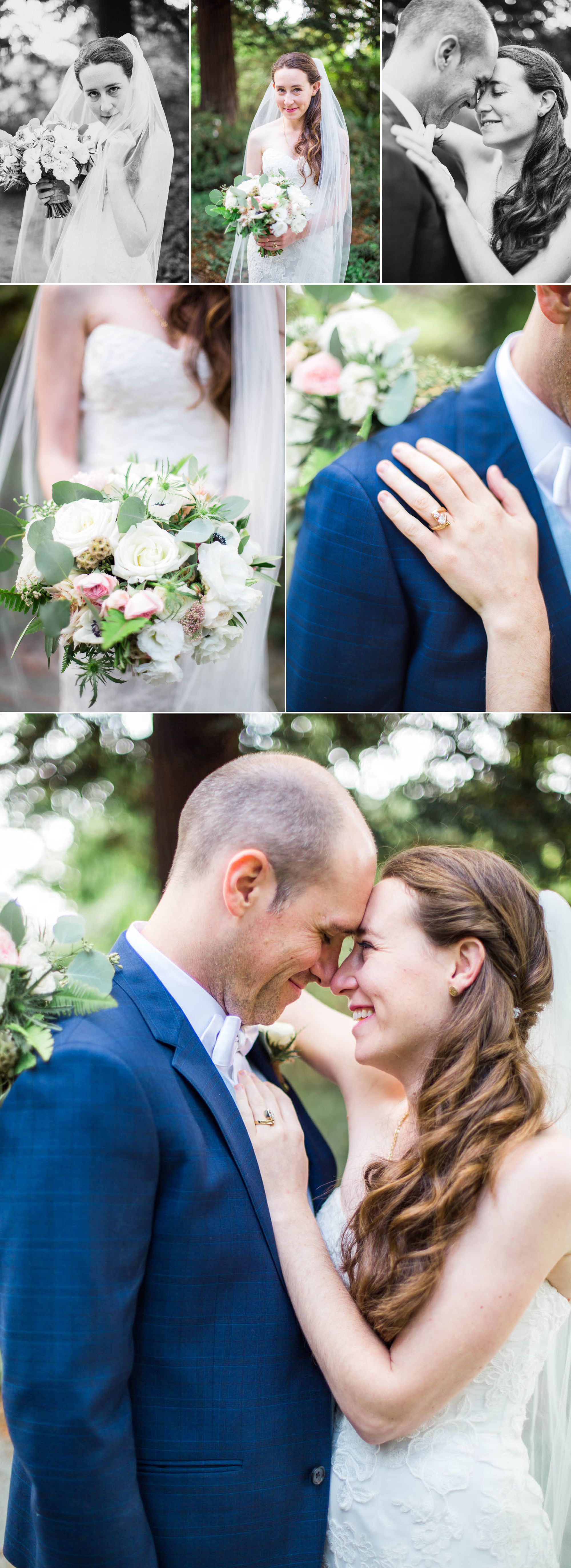 wedding bride and groom portraits among the trees 