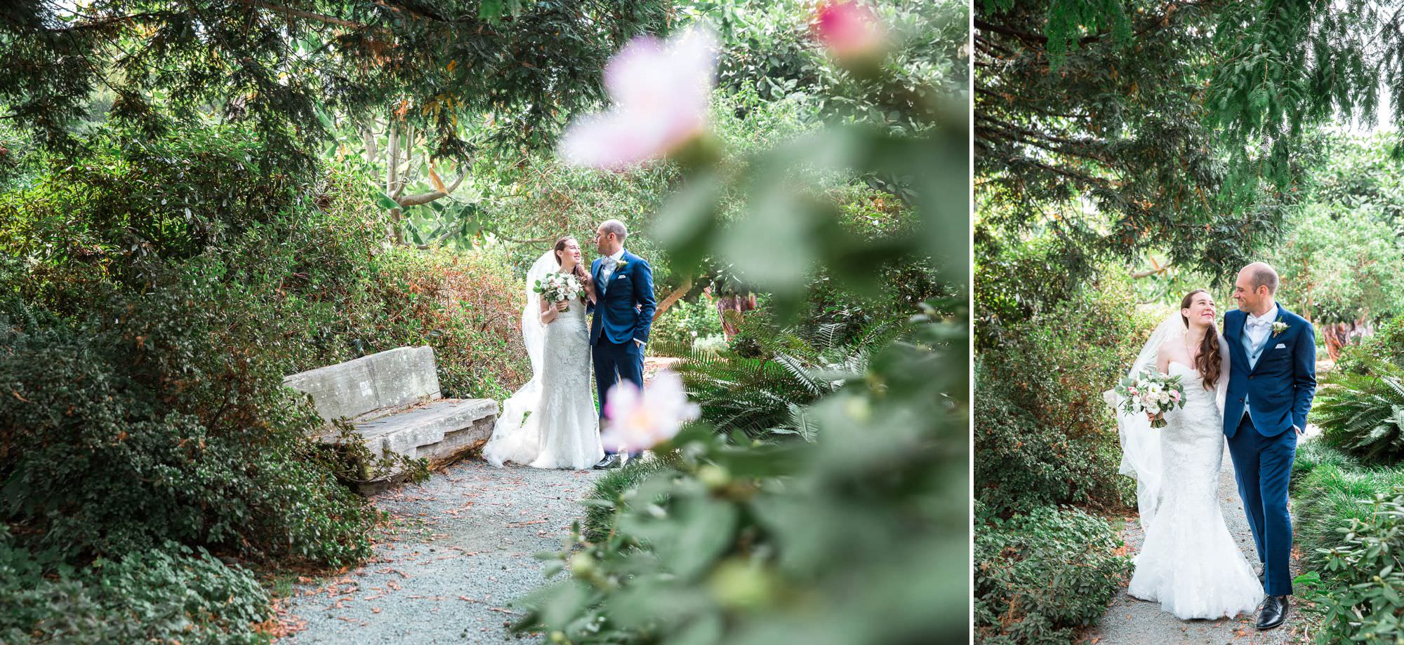 wedding bride and groom portraits among the trees 